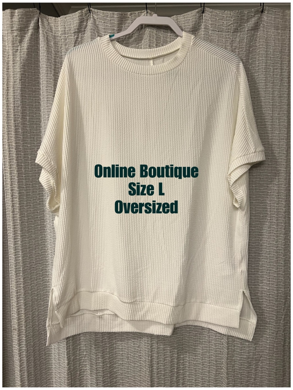 Oversized Waffle Knit Short Sleeve Top - Cream